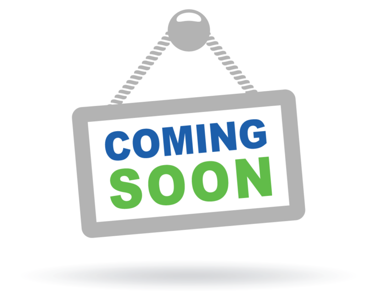 Illustration of a gray hanging sign with the text "Coming Soon"